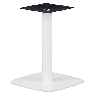 Low height central table base made of steel, height 57 cm, bottom plate dimensions 44.5 x 44.5 cm, white color, weight 14 kg