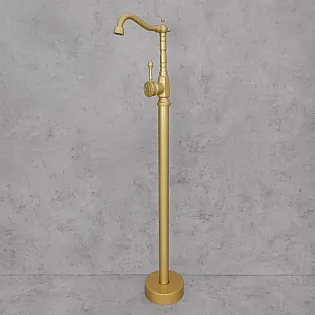 Freestanding floor brass bath faucet, color - Antique Brass, satin, height 107 cm