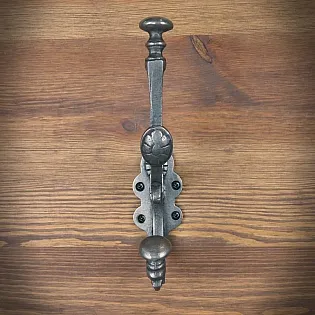 Vintage cast iron clothing hooks, set of 4 steel grey wall-mounted hangers, height 23.5 cm, decorative antique-style hanger