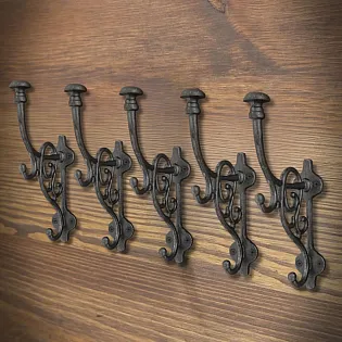 Drabužių kabykla, 5 vnt., ketaus, aukštis 21,5 cm
