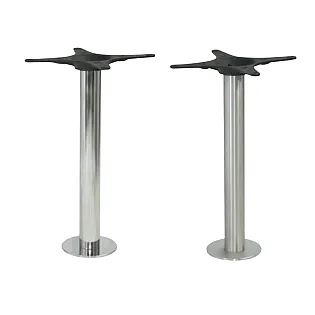 Grīdā stiprināma nerūsējošā tērauda galda pamatne, pulēta vai satīna apdare, augstums 72 cm vai 106 cm, piemērota galda virsmām līdz 80 cm
