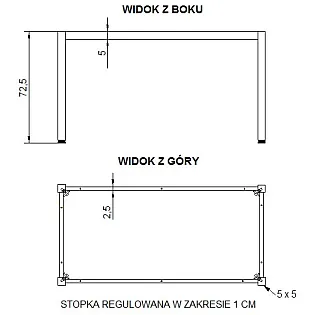 Pulvera pārklājuma metāla galda rāmis ar kvadrātveida kājām, 72.5x56 cm, dažādas rāmja krāsas