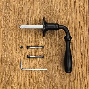 Must käepide akendele, pikkus 11,5 cm, komplektis 4 tk