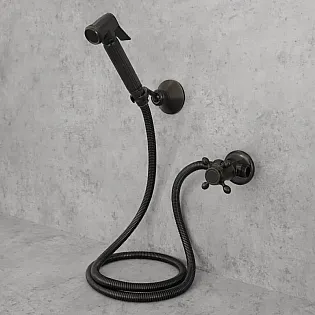 Black Brass Bidet Faucet with Leak-Proof Ceramic Head Start-Stop Shower Spray