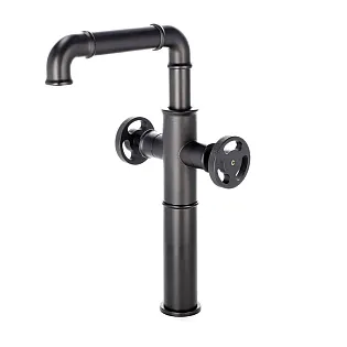 Industrial style single-jet faucet made brass, black colour, height 32 cm, spout length 15 cm
