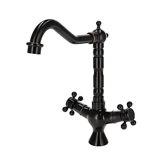 Melna misiņa brīvi stāvošs izlietnes jaucējkrāns, melns satīna pārklājums, augstums 27,5 cm, izteces garums 18 cm