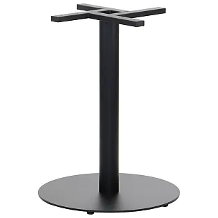 Metāla centrālā galda kāja, augstums 71,5 cm, pamatnes apakšējās plāksnes diametrs 54,5 cm, maksimālais galda virsmas izmērs 85 cm, melna krāsa
