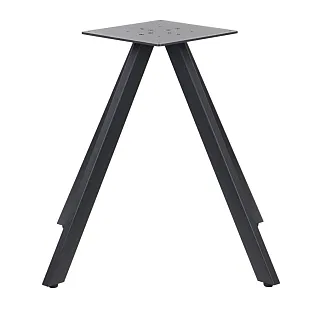 Juodas metalinis stalo pagrindas su 35x35 cm tvirtinimo plokšte ir keturiomis pasvirusiomis kojomis, skirtas dideliems stalviršiams, aukštis 72,5 cm, juodos arba pilkos spalvos