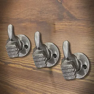 Čuguna rustikāls mēteļu āķis ar paceltu īkšķi 60 mm