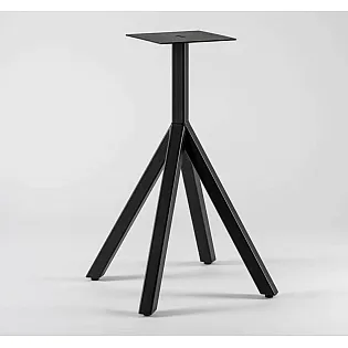 Disainist metallist lauajalg keskse samba ja nelja kaldu tugijalaga, kõrgus 72 cm, aluse alumised mõõdud 43x43 cm, musta värvi, lauaplaatidele kuni 70x70 cm