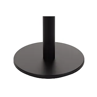 Centrālā galda pamatne ar centrālo kolonnu, izgatavota no tērauda, melnā krāsā, apakšējās plāksnes diametrs 45 cm, augstums 71,5 cm