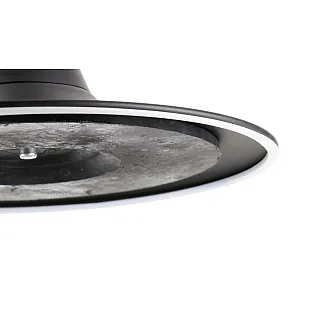 Centrāla pjedestāla tipa galda kāja ar trompetes formas kolonnu un apaļu, plakanu pamatplati, izgatavota no tērauda, melnā krāsā, platums 49 cm, augstums 73,5 cm