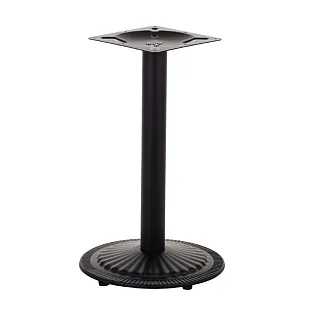 Centrālā metāla galda pamatne no tērauda ar centrālo kolonnu, melnā krāsā, augstums 72,5 cm, apaļas apakšējās plāksnes diametrs 45 cm