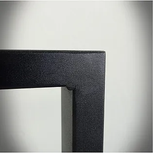 Žemo aukščio stačiakampė metalinė stalo koja iš plieno, 40 cm aukščio, juodos ir plieno efekto spalvų pasirinkimai, 60x40 cm dydžio, 2 vnt. komplektas