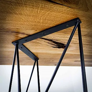 Geometric, wire-frame trestle form metal table leg made of steel, height 72 cm, dimensions 75x72 cm, 2 legs in set