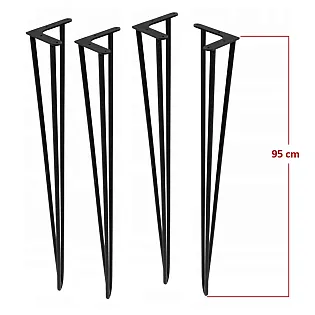 Dekoratīvās hairpin metāla galda kājas Ø12 stienis, 95 cm augstums - četru kāju komplekts