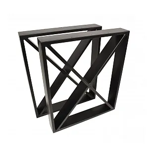 Tvirta metalinė X formos stalo koja su rėmu aplink, pagaminta iš plieno, aukštis 72 cm, plotis 60 cm, juodos arba baltos spalvos, komplektas iš 2 vnt