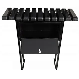 Concretable metallic bench for cemetery use with PVC boards with lockable box