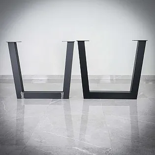 Massive, trapezoidal metal table leg made of steel, height 71 cm, width 82 cm, weight 11.5 kg, 2 pcs set
