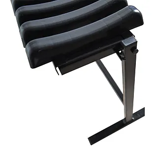 Free standing steel cemetery bench with PVC ribs and lowering mechanism, black color, length 72 cm or 82 cm