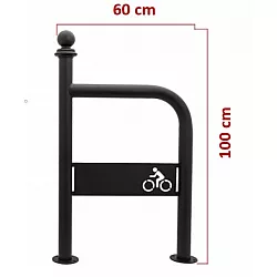 Āra metāla velosipēdu novietne ar velosipēda logotipu, retro stilā, melnā krāsā, izmēri 100x60 cm