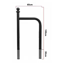 Outdoor metal bike parking rack, black color, retro style, concrete-anchored, size 100x60 cm