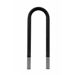 Outdoor metal bike parking rack from steel, black color, concrete-anchored, size 36x80 cm