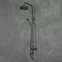 Retro stiliaus dušo sistema, žalvaris, aukštis 140 cm, juodos spalvos