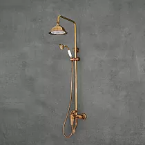 Retro stila dušas sistēma, misiņa, antīkas bronzas krāsā, keramikas apdare, h 1345 mm