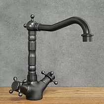 Retro style washbasin faucet made of brass, height 235 mm