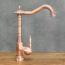 Retro style washbasin faucet made of brass pink gold with shabby effect, height 290mm, spout length 180mm