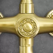 Retro style wall mounted yellow brass shower faucet, height 30 cm, spout length 10 cm