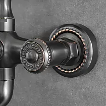Wall-mounted bath faucet with shower, black brass, height 280mm, spout length 90mm