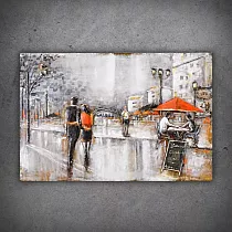 3D metalo meno kūrinys, paveikslas Romantiška gatvė, matmenys 80x120 cm