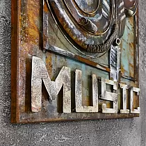 3D Metal Art Work Microphone and Headphones Open Music, dimensions 60x90cm