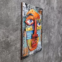 3D metallist kunstiteos Nägu kubismi stiilis, kõrgus 90 cm, laius 60 cm