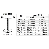 Central table base made of steel, height 73 cm, bottom plate dimensions 50x50 cm, black color, weight 16.5 kg