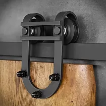 Sliding single-leaf door rail for wooden doors Horseshoe up to 130 kg, length 2 meters, black color, fixed to the wall