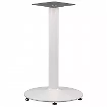 Eleganta centrālā galda pamatne no tērauda, augstums 72,5 cm, apakšējās pamatnes diametrs 57 cm, virsmām līdz diametram 80 cm, baltā krāsā