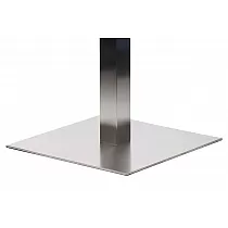 Nerūsējošā tērauda galda kāja, augstums 72,5 cm, apakšējās plāksnes izmēri 55x55 cm, virsmām līdz 90x90 cm