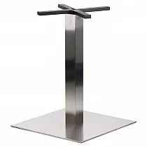 Nerūdijančio plieno centrinis stalo pagrindas, šlifuotas, aukštis 72,5 cm, dugno plokštės dydis 50x50 cm, paviršiams iki 80x80 cm