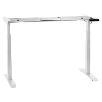 Metāla galda rāmis ar elektriski regulējamu augstumu, divi motori, baltā krāsā, augstums 61.5-126.5 cm, garums 119-172 cm