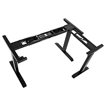 Metāla galda rāmis ar elektrisko augstuma regulēšanu, regulējams augstums 71-119 cm, melna krāsa, trīs motori, garums 123,5-175,5 88,5-135 cm
