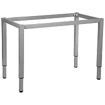 Metalinis stalo rėmas su kvadratinėmis kojomis, pilka spalva, reguliuojamas aukštis 68-83 cm, ilgis 116 cm, 136 cm, 156 cm, plotis 66 cm