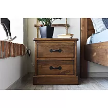 Massive wood bedside table made of pine, brown color, height 50 cm, width 50 cm, depth 40 cm, set of 2 pcs