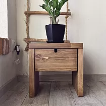 Bedside table made of pine wood, brown color, dimensions 40x40x40 cm