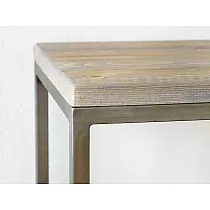 Bedside table, pine wood table top, metal frame, height 39.5 cm, width and depth 37 cm, set of 2 pcs