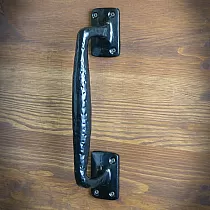 Retro-style solid cast iron door handle for sliding doors, black color, height 26.5 cm, weight 950 grams, set of 4 pieces