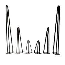 Decorative metal furniture legs made of 3 steel flat rods, black colour or with steel effect, height 20, 40 or 73 cm, set of 4 legs