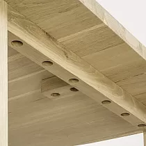 Raw oak table legs for tables, trapezoidal shape, height 71 cm, max width 78.5 cm, set of 2 pcs